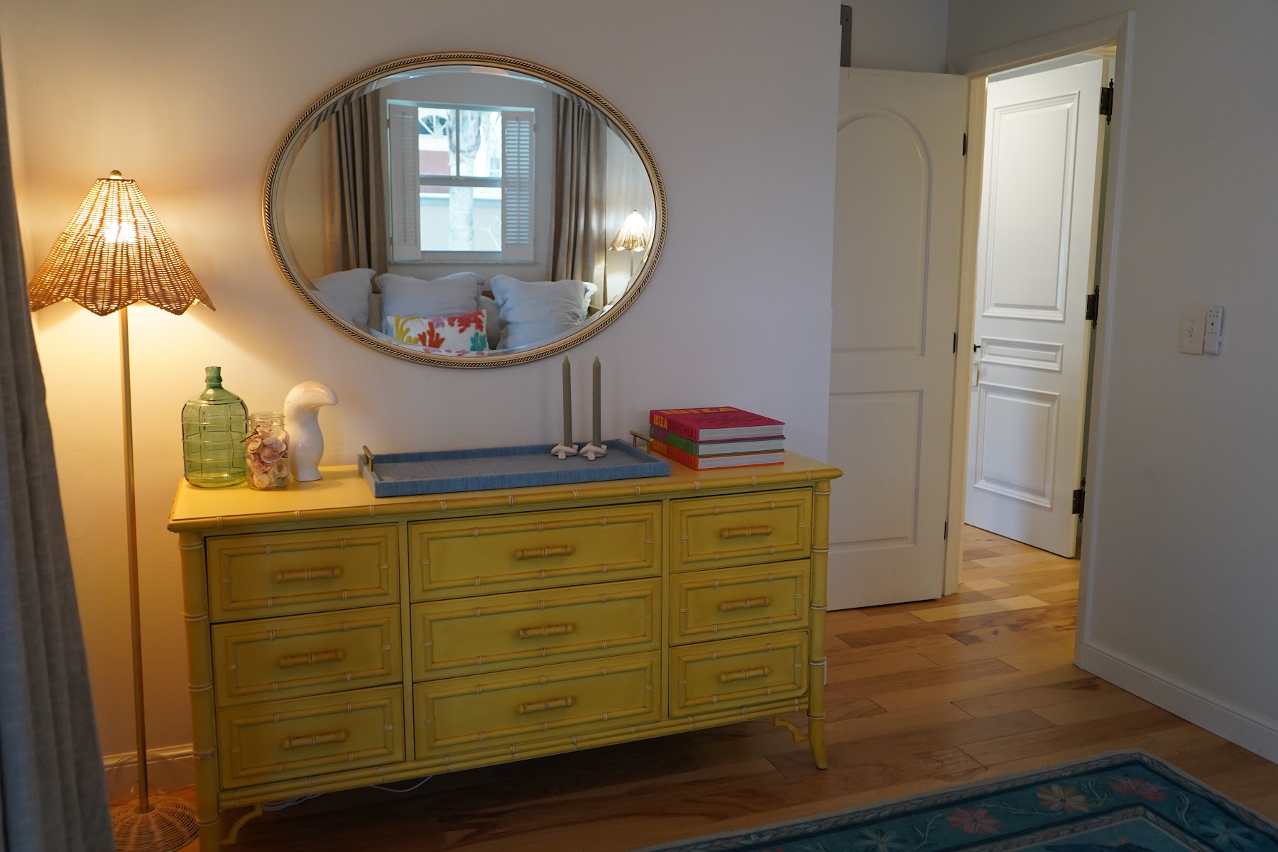 Dresser and mirror in the guest room